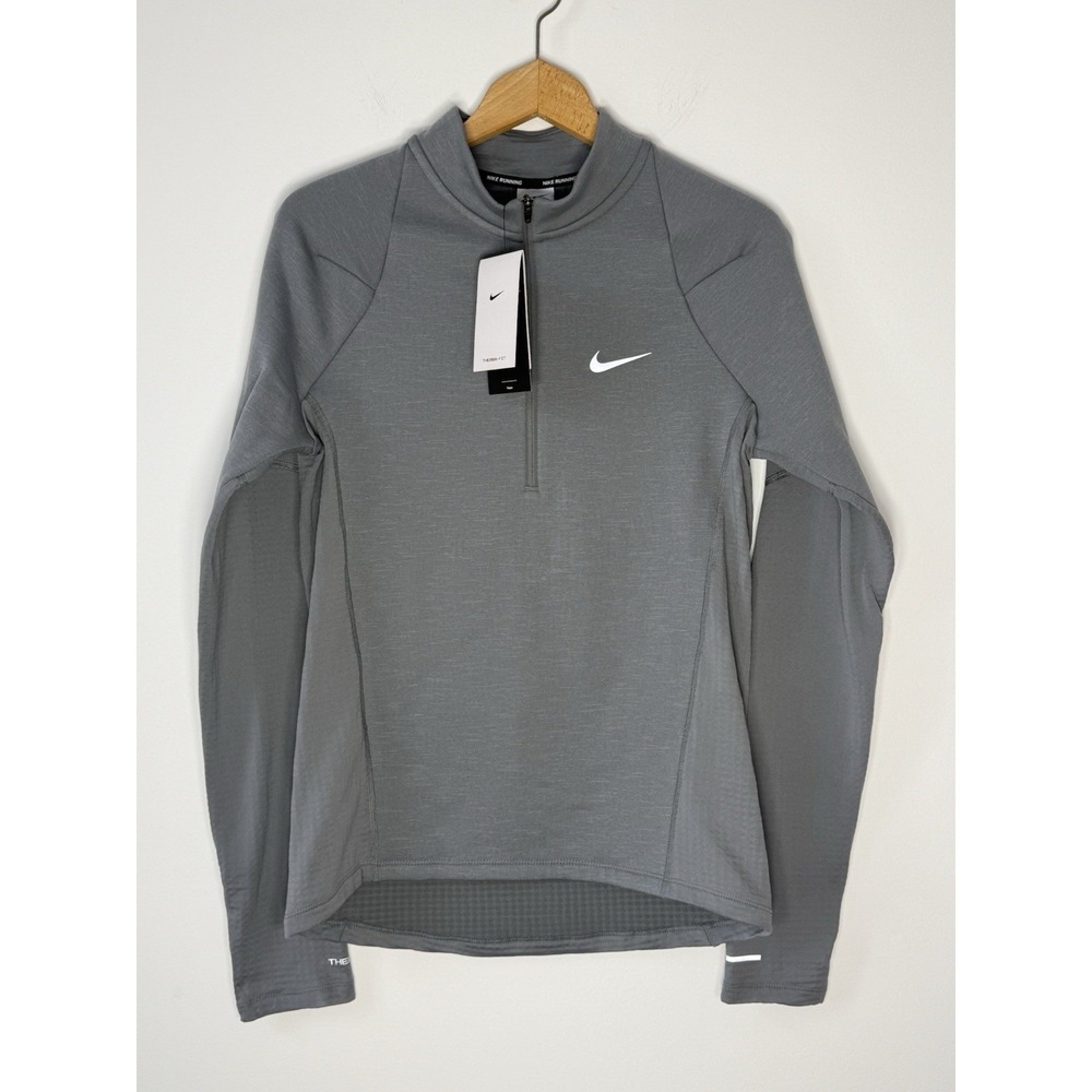Nike‎ Dri-Fit Mens Gray Running Pullover 1/2  Zip Therma-Fit Element Repel